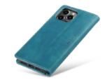 Pochette iPhone 14 Pro Max Etui Portefeuille en Cuir Bleu Coque Antichoc