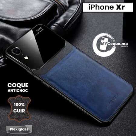 Coque iPhone Xr Etui Cuir Bleu