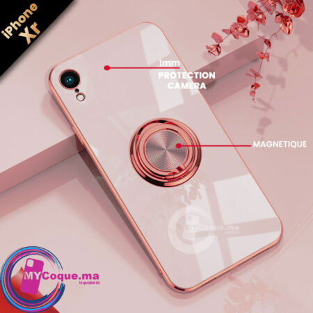 Coque iPhone Xr GOLD Brillant Magnétique avec Ring