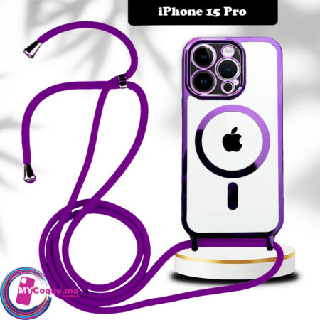 Pochette iPhone 15 Pro avec Bandoulière