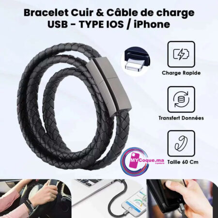 3en1 Elégant Bracelet USB Cuir